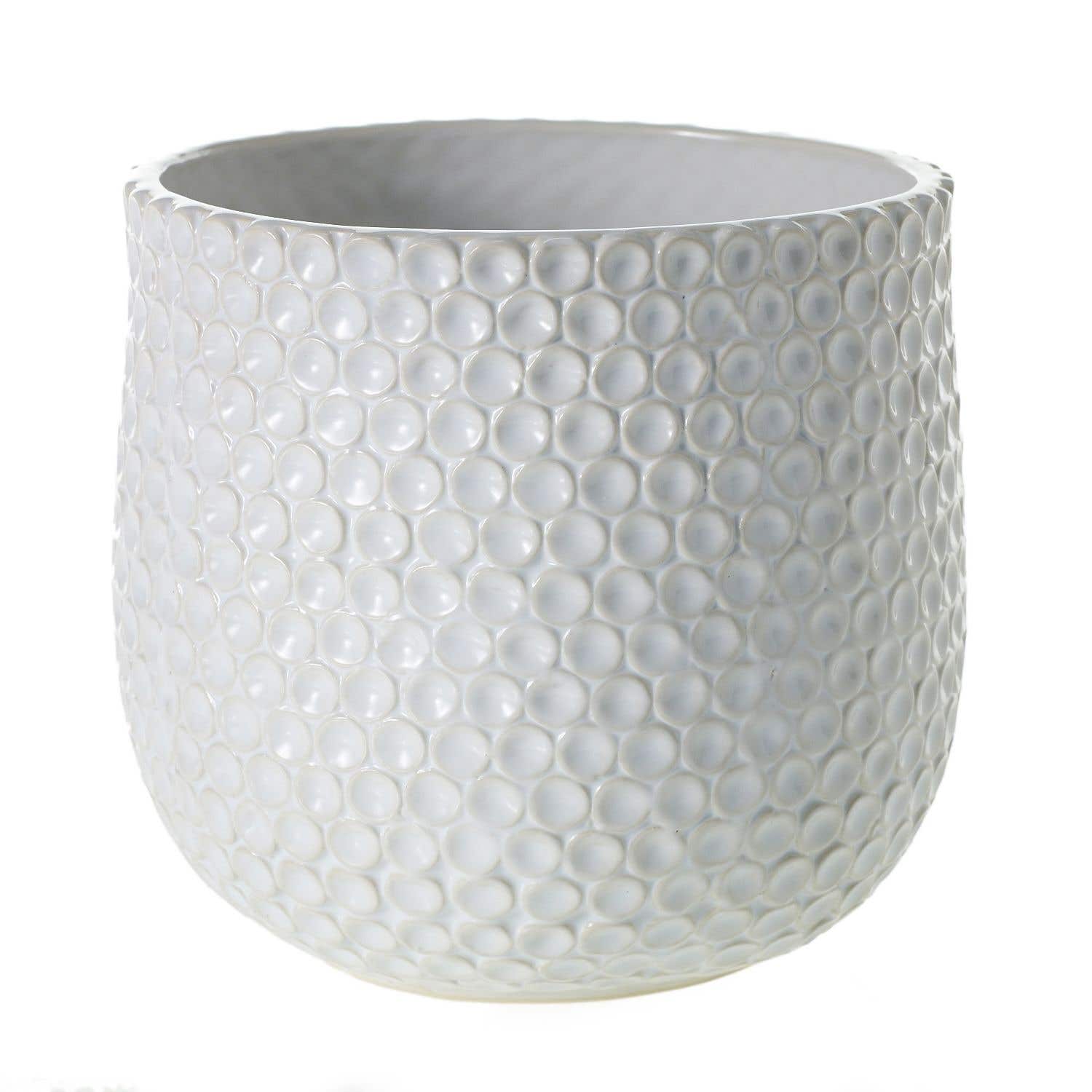 plant lover,white pot,ceramic,white glazed finish,durable,fits a 6 inch drop in plant,perfect for an orchid,dot textured design,ceramic planter