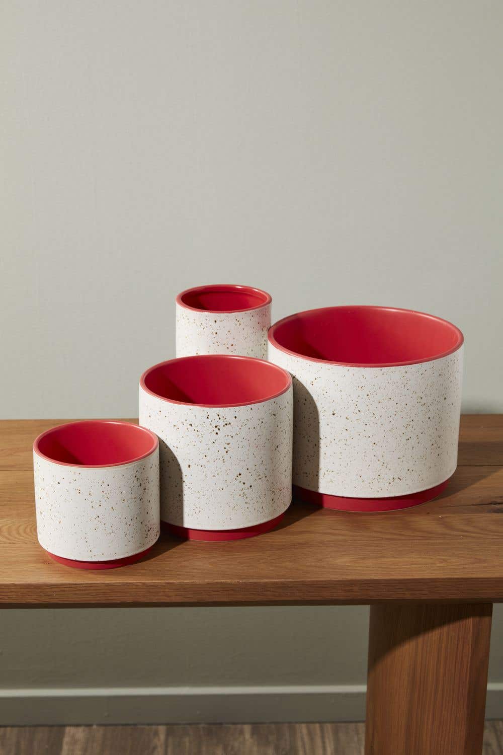 Kamba Red Ceramic Vase & Pot Set - Orchid-Ready, Speckled Finish